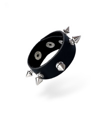 Эрекционное кольцо с шипами из натуральной кожи Art of Sex - James, Черный