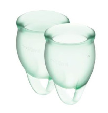 Набор менструальных чаш Satisfyer Feel Confident (light green), 15мл и 20мл, мешочек для хранения