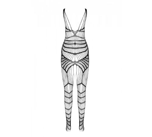 Черный ажурный бодистокинг со сложным вертикальным плетением Casmir CA004 