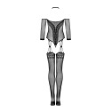 Нейлоновый бодистокинг с имитацией чулок Obsessive Bodystocking G333 S/M/L, black, с доступом