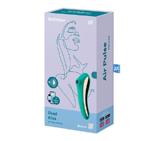 Вакуумний стимулятор із вібрацією Satisfyer Dual Kiss Green