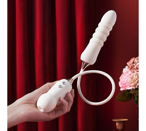 Пульсатор с вакуумным стимулятором Kistoy Cathy White на гибкой сцепке