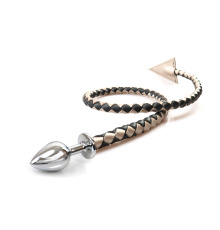 Металева анальна пробка S з диявольським хвостом Art of Sex - Succubus, екошкіра, чорний/золото