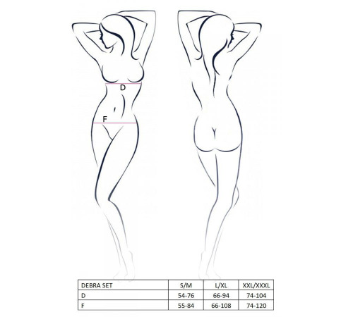 Комплект білизни DEBRA SET black S/M - Passion Exclusive: стрепи: топ з декольте, трусики
