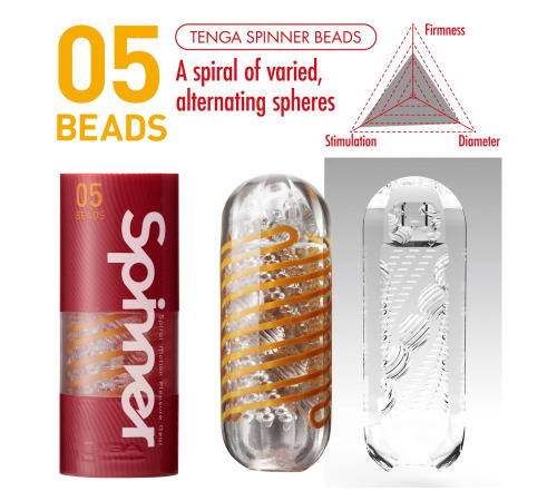 Мастурбатор Tenga Spinner 05 Beads з пружною стимулювальною спіраллю всередині