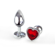 Металева анальна пробка Серце S з Червоним кристалом, довжина 7см, діаметр 2,8см