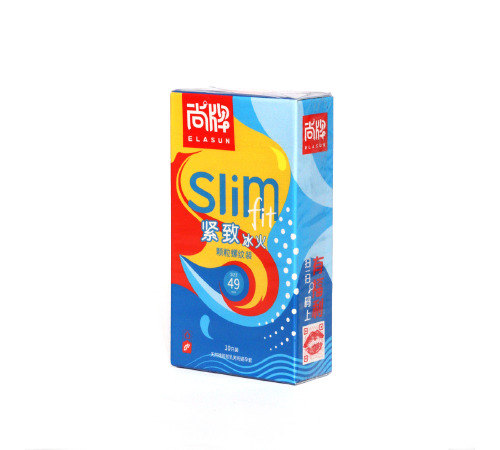 Презервативи ELASUN “Slim Fit Ice & Fire” з ефектом “холоду та жару”, 49 мм (10 шт)