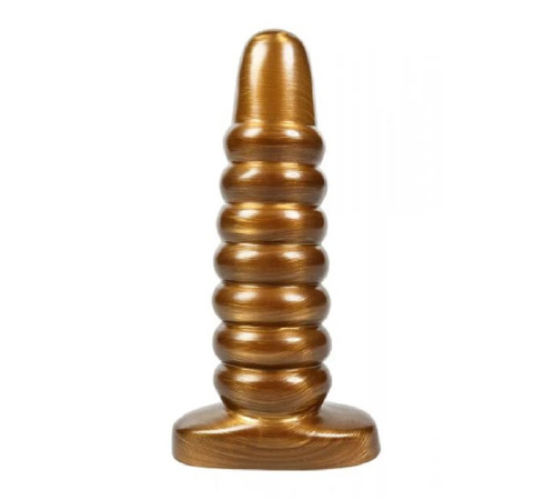 Велика анальна пробка ребриста Chisa Dark Muscle Gold