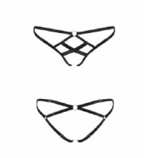 Трусики из стреп NICKY THONG black L/XL - Passion Exclusive