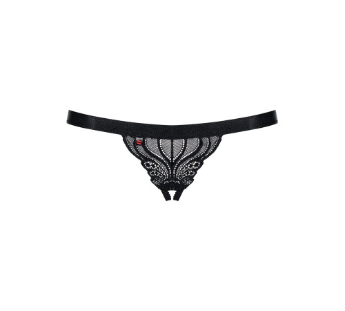 Мереживні танги з доступом Obsessive 828-THC-1 crotchless thong S/M, чорні