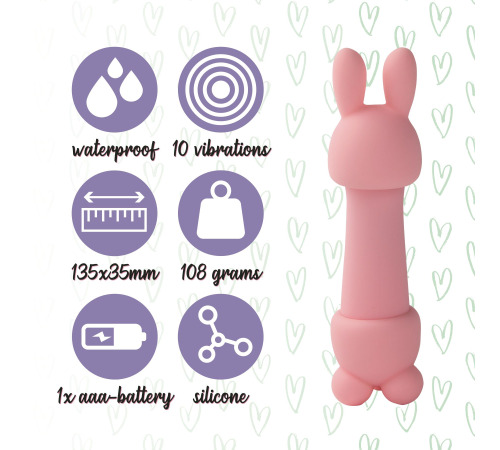 Мінівібратор FeelzToys Mister Bunny Pink з двома насадками