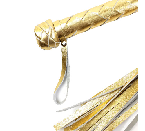 Плеть Флоггер 50 хвостов 50 см натуральная кожа Золотой