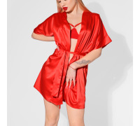 Сексуальный шелковый мини халатик Энигма, размер XS-M, цвет Красный