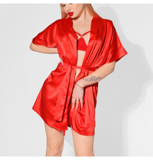 Сексуальный шелковый мини халатик Энигма, размер XS-M, цвет Красный