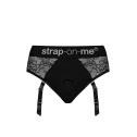 Кружевные трусы для страпона с подвязками для чулок Strap-On-Me DIVA HARNESS - S