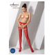 Эротические колготки-бодистокинг Passion S025 red, имитация ажурных чулочков с пояском
