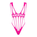 Сетчатый бодистокинг с продольными вырезами Obsessive B121 teddy S/M/L, розовый