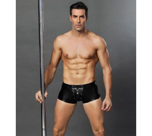 Эротические мужские лаковые трусы со шнуровкой One Size Black