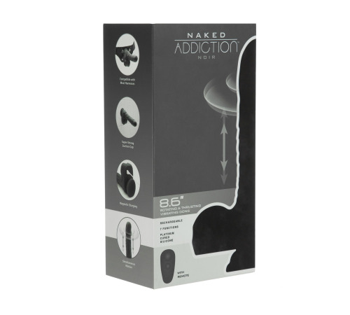 Вибро-фаллоимитатор с ротацией и пульсацией Naked Addiction 8.6″ Noir, с пультом ДУ