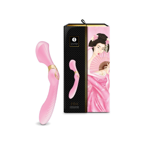 Вибромассажер Shunga Zoa Light Pink, двусторонний