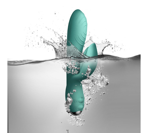 Вибратор-кролик Rocks Off Every Girl Teal, два мотора, разноцветная LED-подсветка, мощный