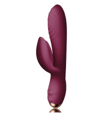 Вибратор-кролик Rocks Off Every Girl Burgundy, два мотора, разноцветная LED-подсветка, мощный