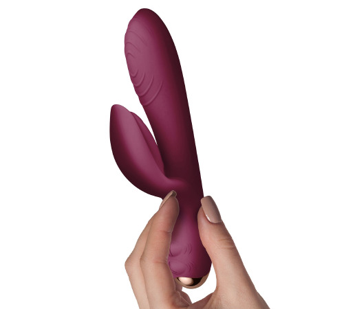 Вибратор-кролик Rocks Off Every Girl Burgundy, два мотора, разноцветная LED-подсветка, мощный