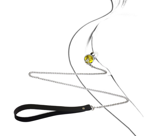 Металева анальна пробка L з повідцем, діаметр 4 см