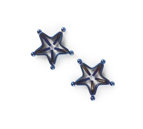 Винтовые зажимы для сосков Звезды Синие