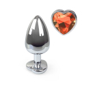 Металлическая анальная пробка Сердце L с Оранжевым кристаллом