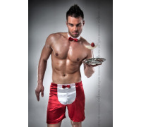 Чоловічий еротичний костюм офіціанта Passion 019 SHORT red L/XL, шорти і метелик