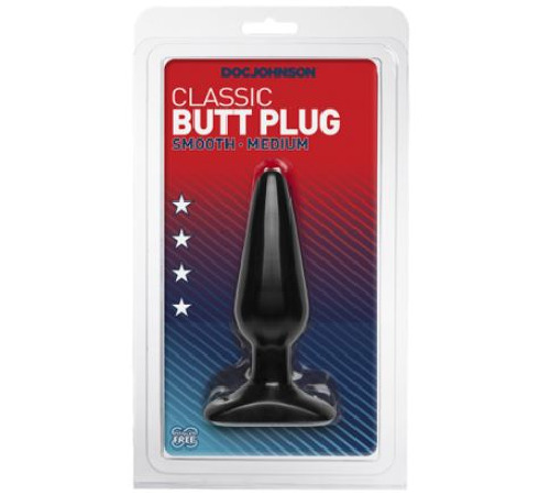 Анальна пробка Doc Johnson Smooth Classic Medium - Black, макс. діаметр 3,8 см