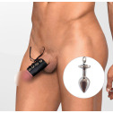 Металлическая анальная пробка для мужчин с корсетом для пениса
