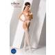 Сітчасті панчохи-стокінги Passion S018 One Size, White, імітація пояса, сітка з вертикальними смужка