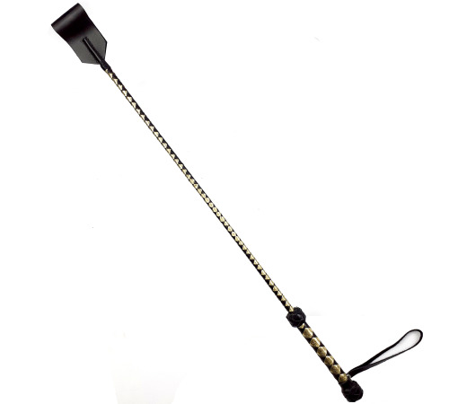 Стек класичний, натуральна шкіра 75 см, чорно-золотий