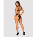 Полупрозрачный эротический комплект Obsessive Obsessivia 2pcs set black S/M, бюстгальтер и трусики,