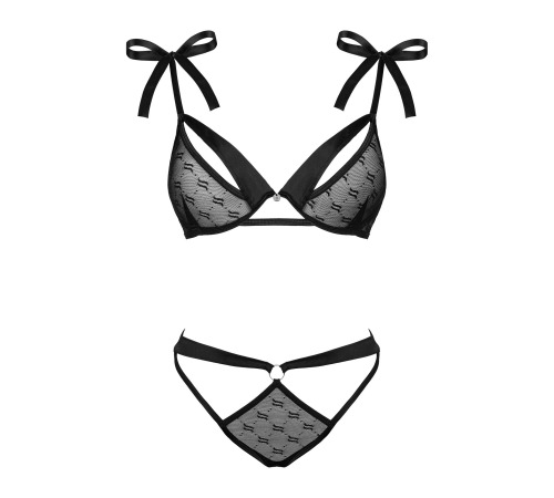 Напівпрозорий еротичний комплект Obsessive Obsessivia 2-pcs set black S/M, бюстгальтер та трусики