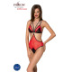 Полупрозрачное боди с кружевом Passion PEONIA BODY S/M red