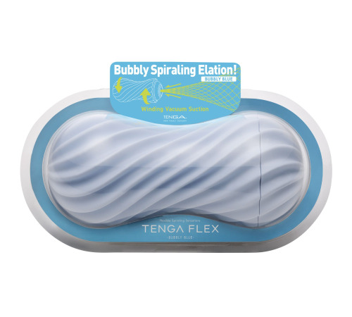 Мастурбатор Tenga FLEX Bubbly Blue с изменяемой интенсивностью, можно скручивать, вакуум