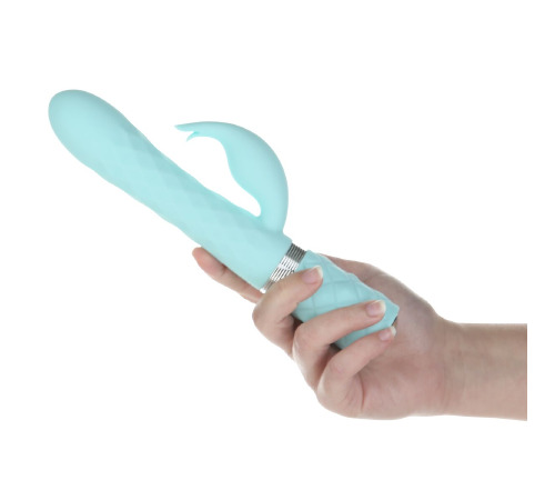 Роскошный кролик с ротацией и вибрацией Pillow Talk Lively, Teal, кристалл Сваровски, тройной отрост