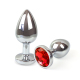 Металлическая анальная пробка L с Красным кристаллом , длина 9см, диаметр 4см