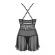 Эротический кружевной комплект с сеточкой Obsessive 838-BAB-1 babydoll & thong black L/XL, черный, п
