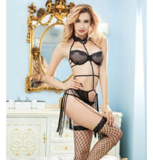 Эротический боди-портупея с бахромой One Size Black