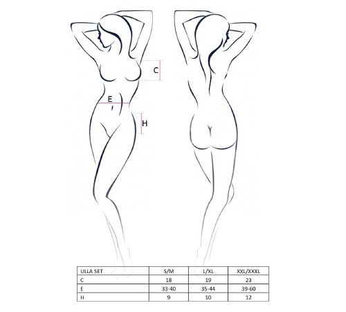 Комплект білизни ULLA SET black S/M - Passion: напівпрозорий ліф, трусики, пояс