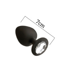 Анальна пробка з кристалом MAI Attraction Toys №47 Black, довжина 7см, діаметр 2,8 см