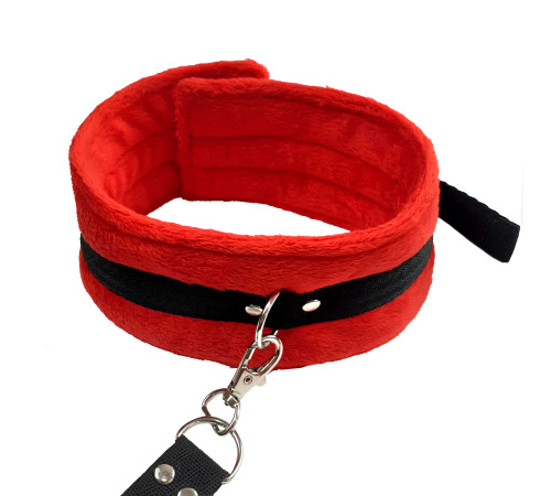 Набор Ошейник - поводок - маска NeDlyaskuki Soft Touch Light красный