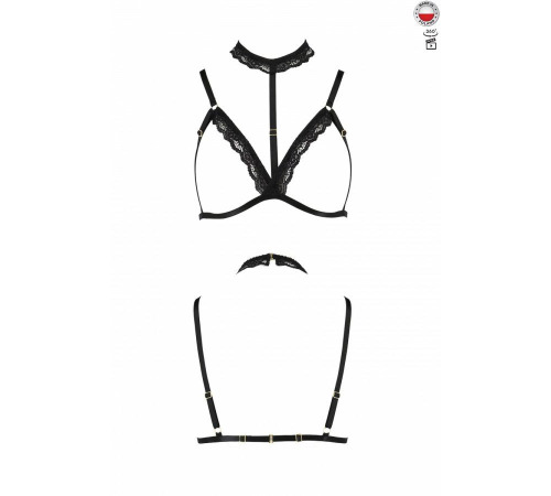 Бюстгальтер-стрепы с чокером Shelly Bra black XXL/XXXL — Passion Exclusive