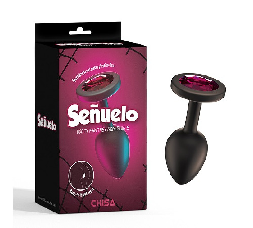 Анальний корок чорний з каменем рожевого кольору S Senuelo CHISA