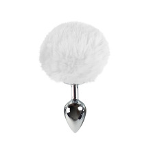 Металева анальна пробка М з білим хвостиком