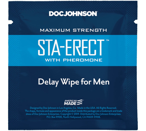 Пролонгирующая салфетка Doc Johnson Sta-Erect Delay Wipe For Men с феромонами